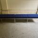Florence Knoll bench for Knoll Studio blue fabric.