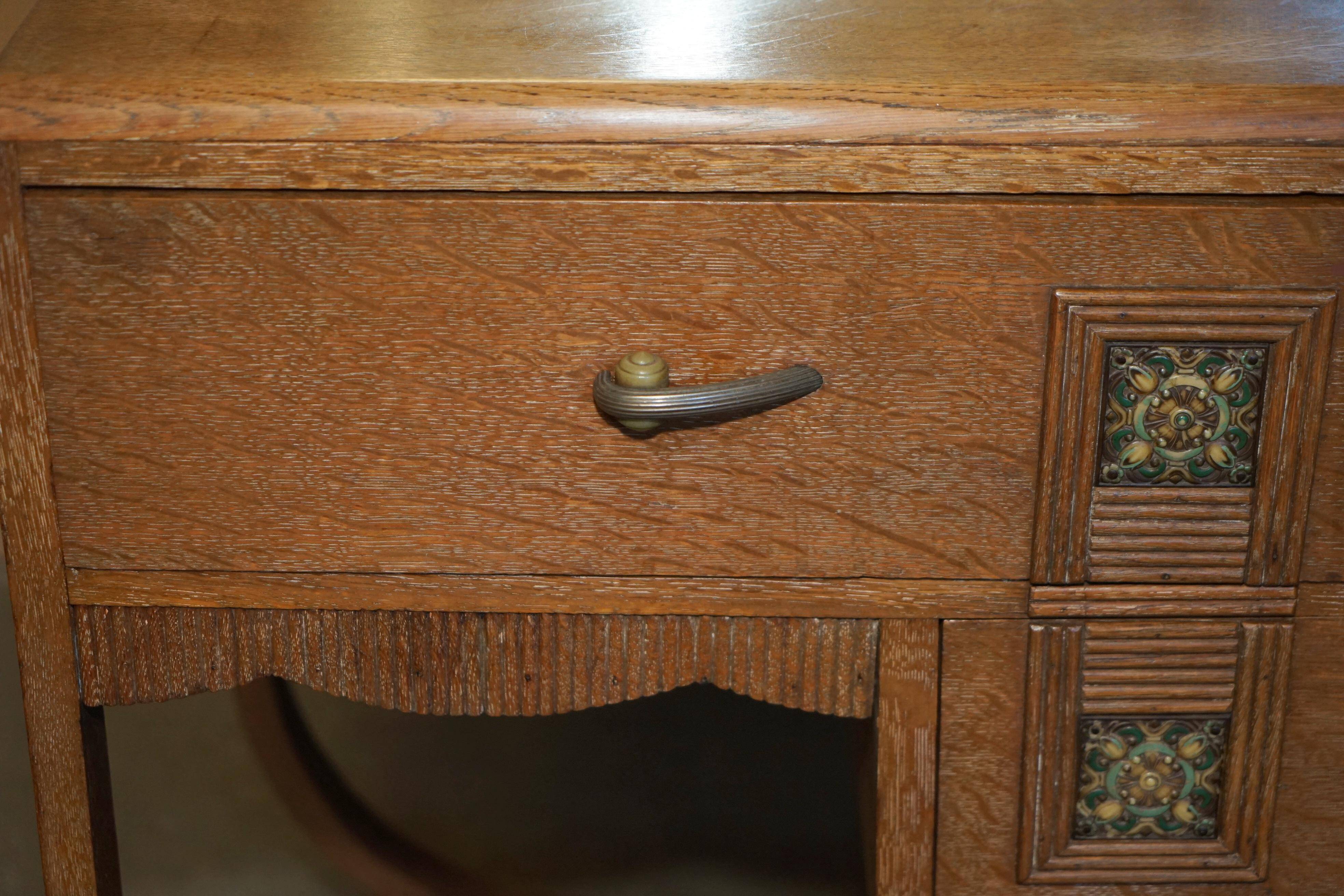 Art Deco whitewashed oak dressing table with Heal's stool.