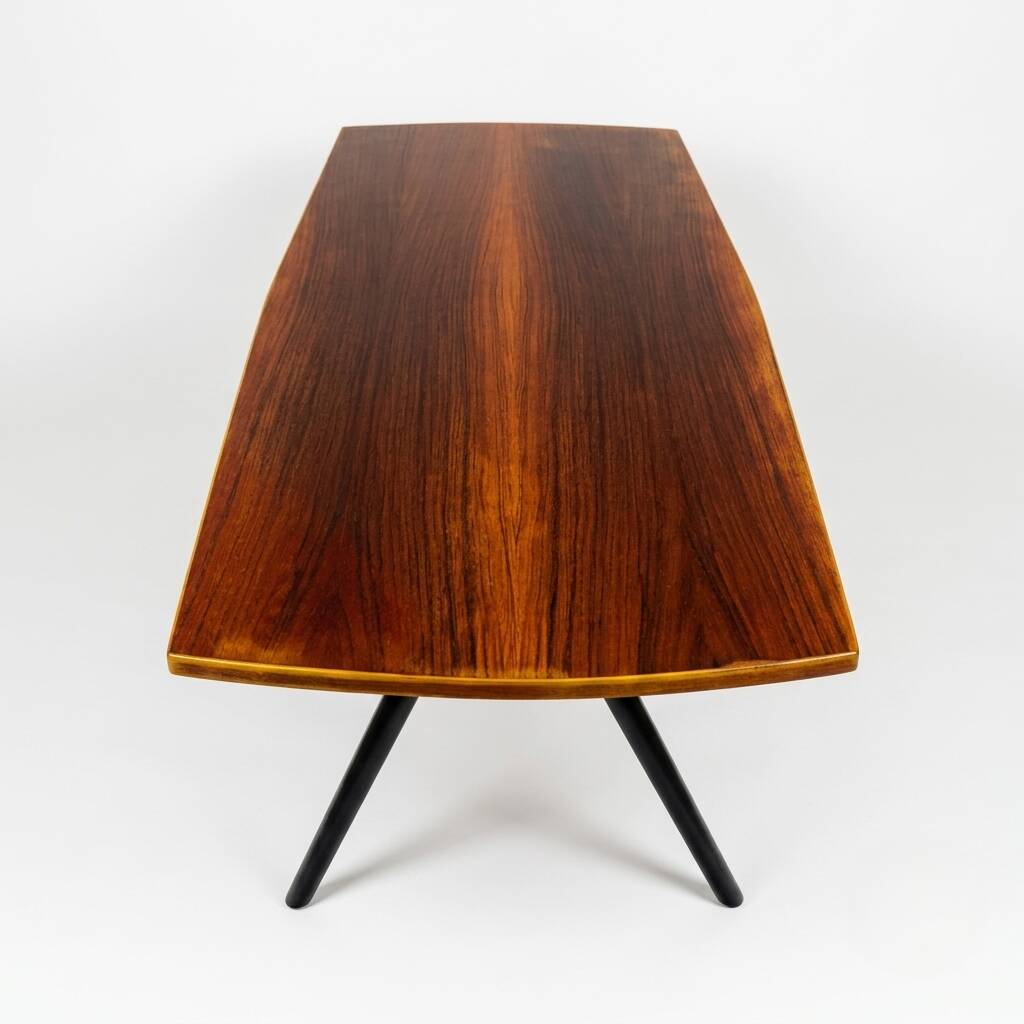 Vintage Scandinavian coffee table in teak with black legs - 1960s