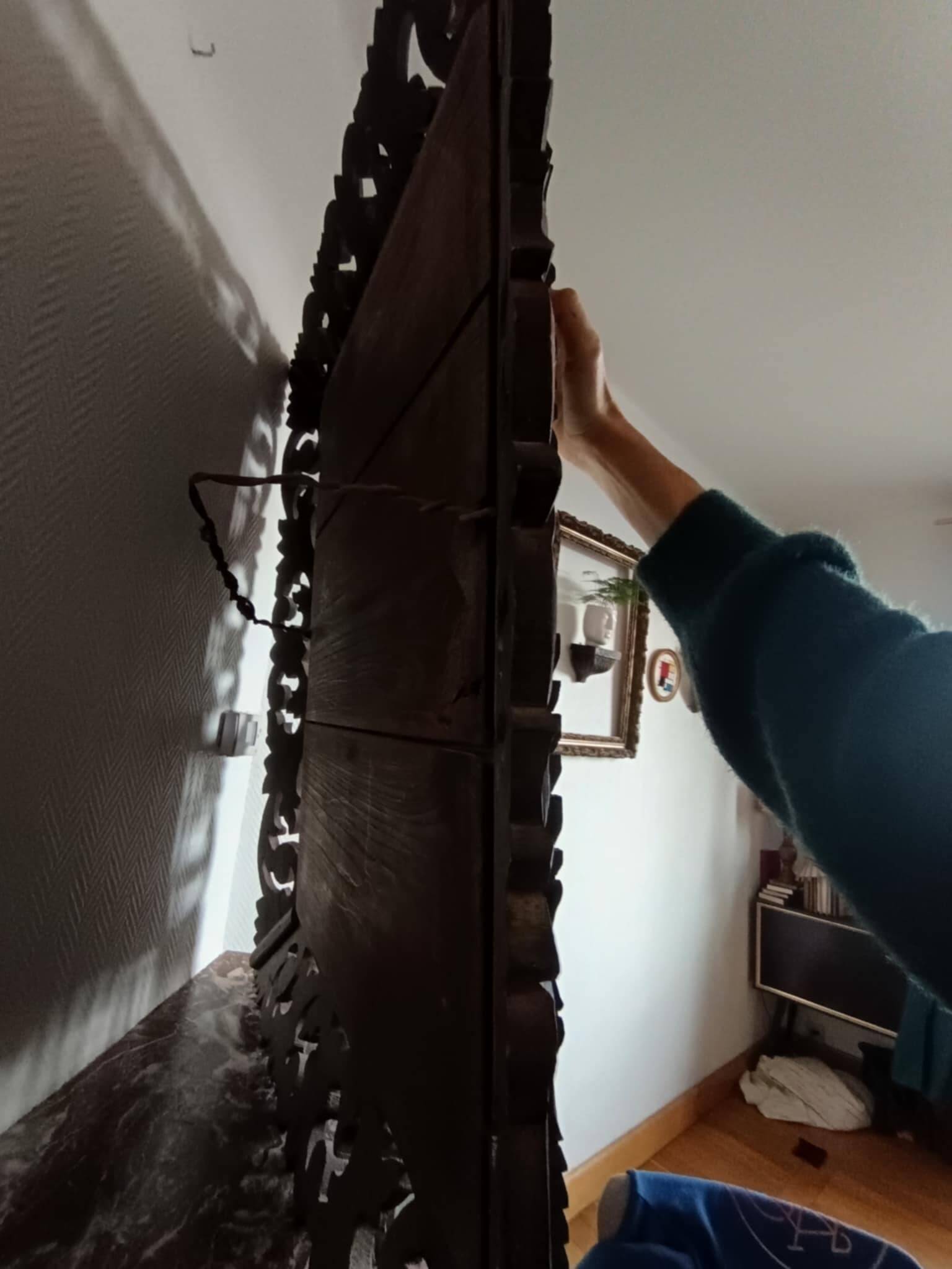 Neo-Gothic mirror in carved oak circa 1940