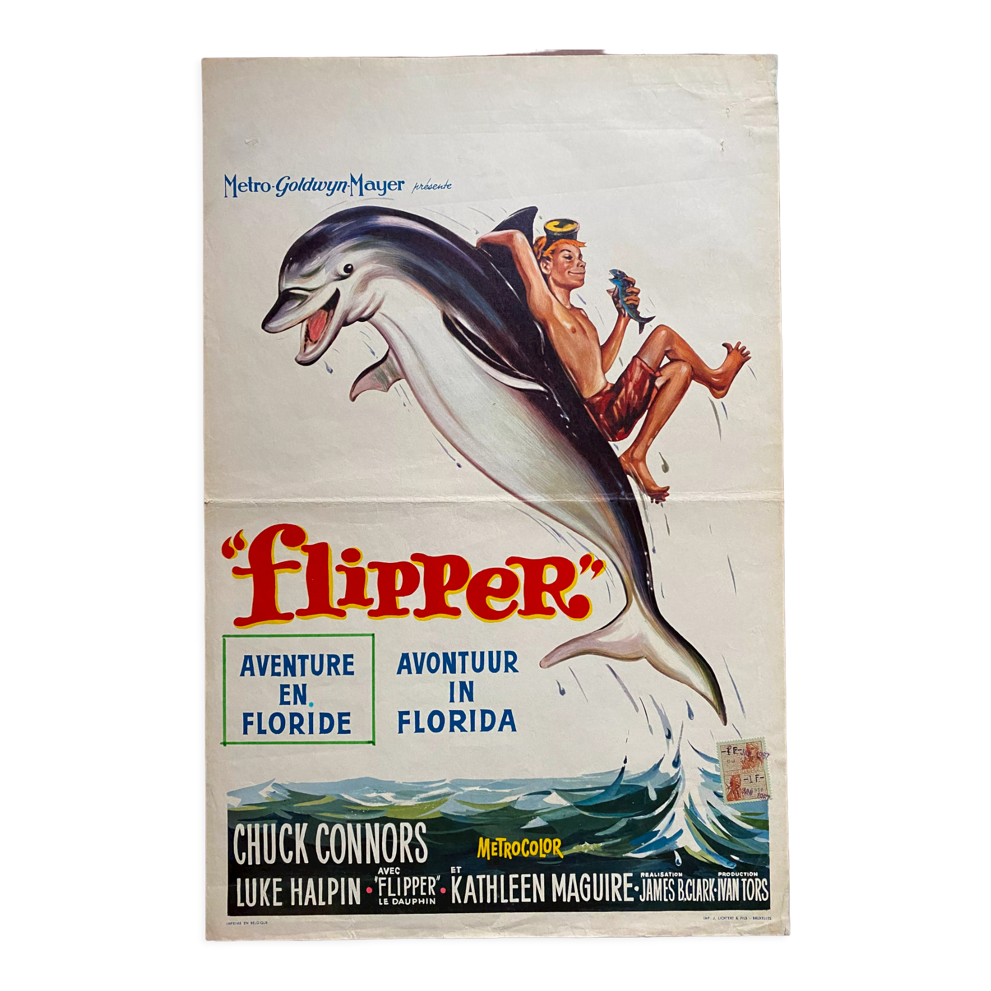Original movie poster "Flipper Adventure in Florida" 36x54cm 1963