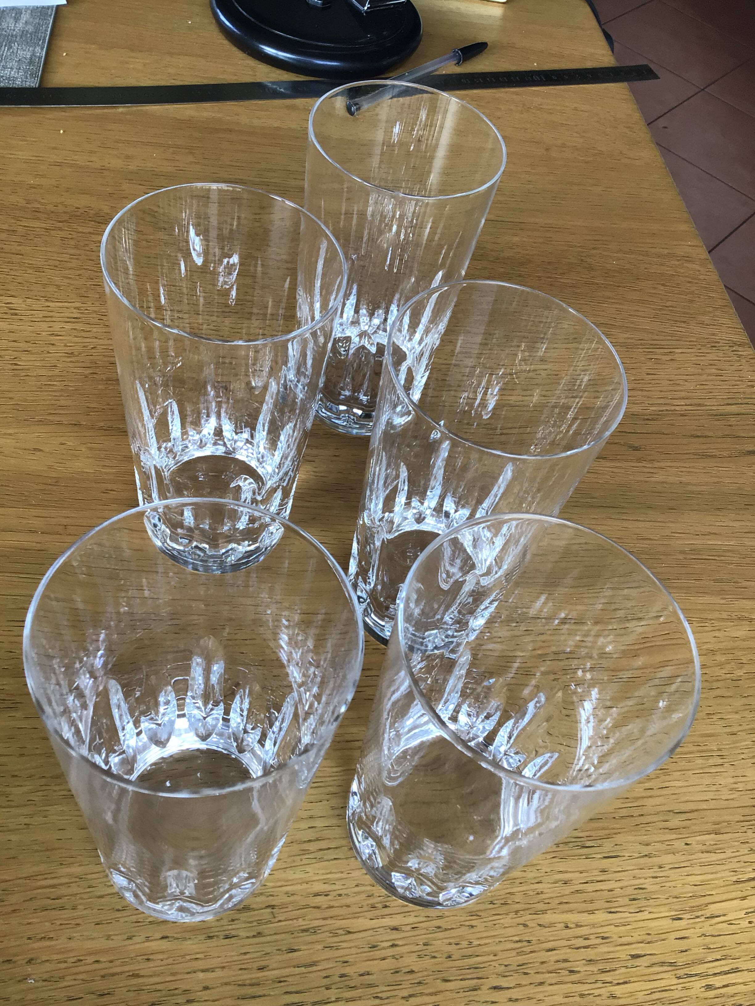 5 Bayel long drink crystal glasses France