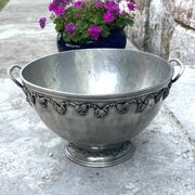 French pewter punch bowl set with 10 cups and ladle – grapevine Etain