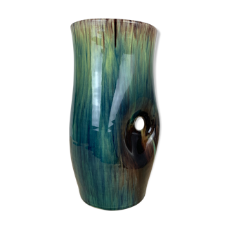 Vase accolay céramique bleu, asymétrique