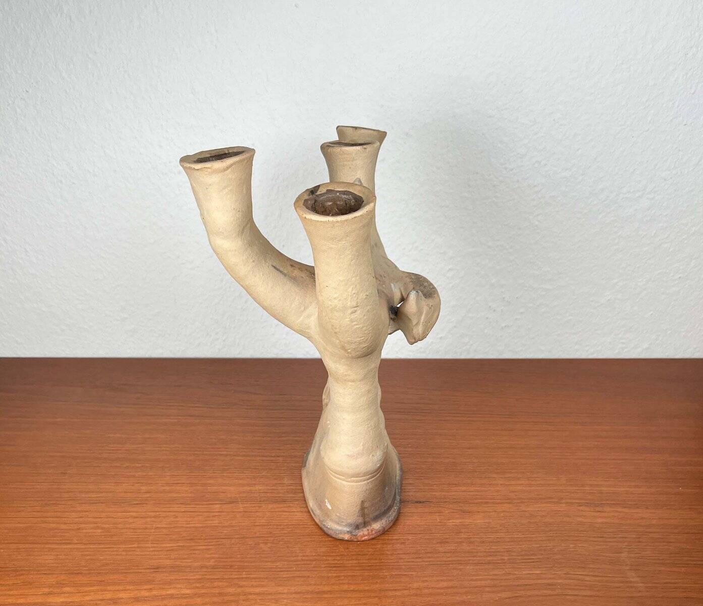 German Studio Pottery Sculptural Candleholder from Hans Fischer, 1980s