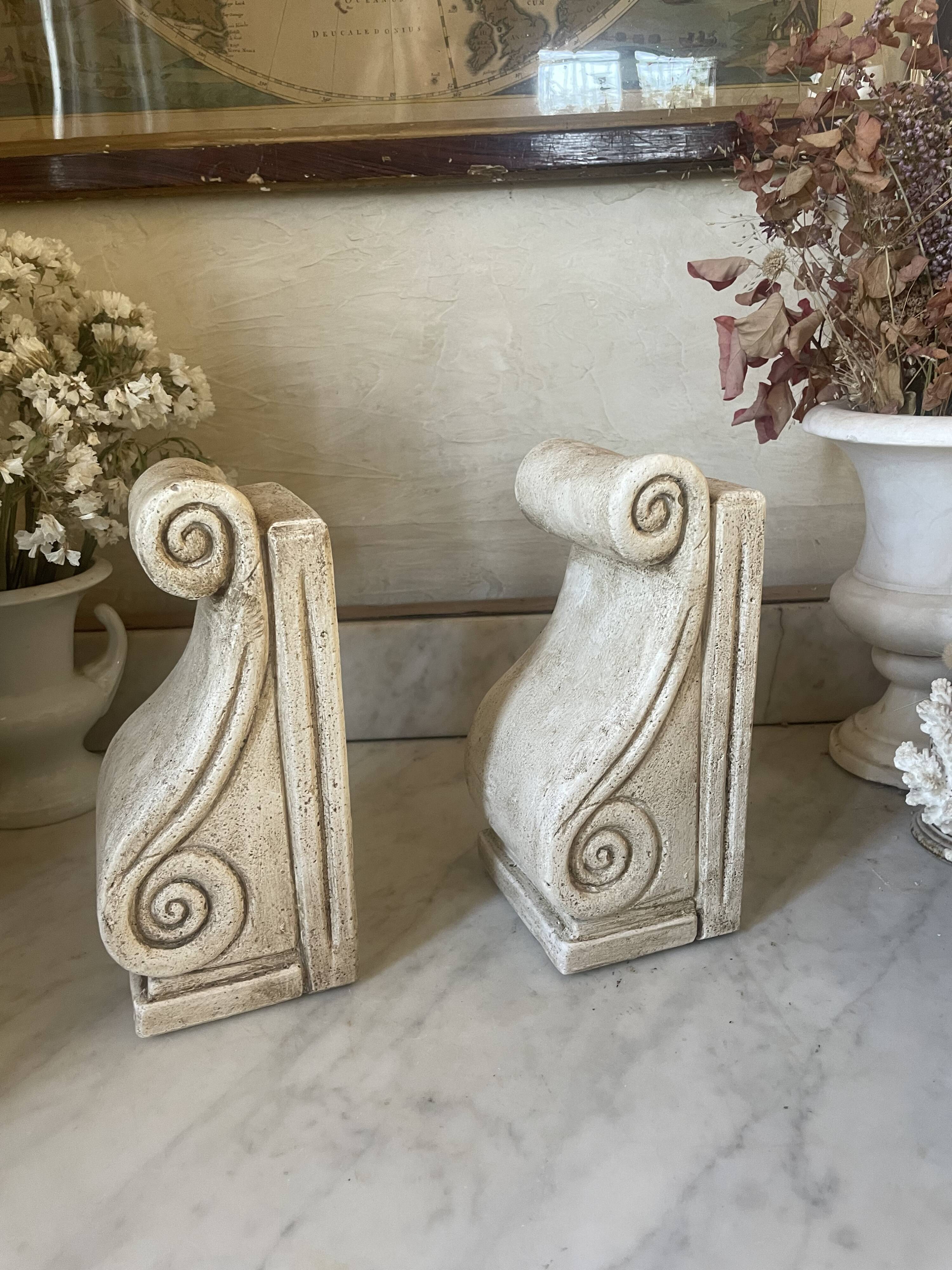 Pair of vintage patinated plaster bookends