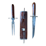 Indian carved wood knife and fork set