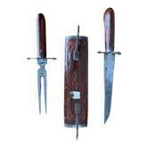 Indian carved wood knife and fork set