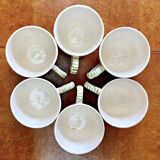 6 anciennes tasses à café Devres Fourmaintraux Rouen modèle Dinan XIXe