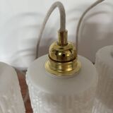Set of three white Scandinavian opaline pendant lights