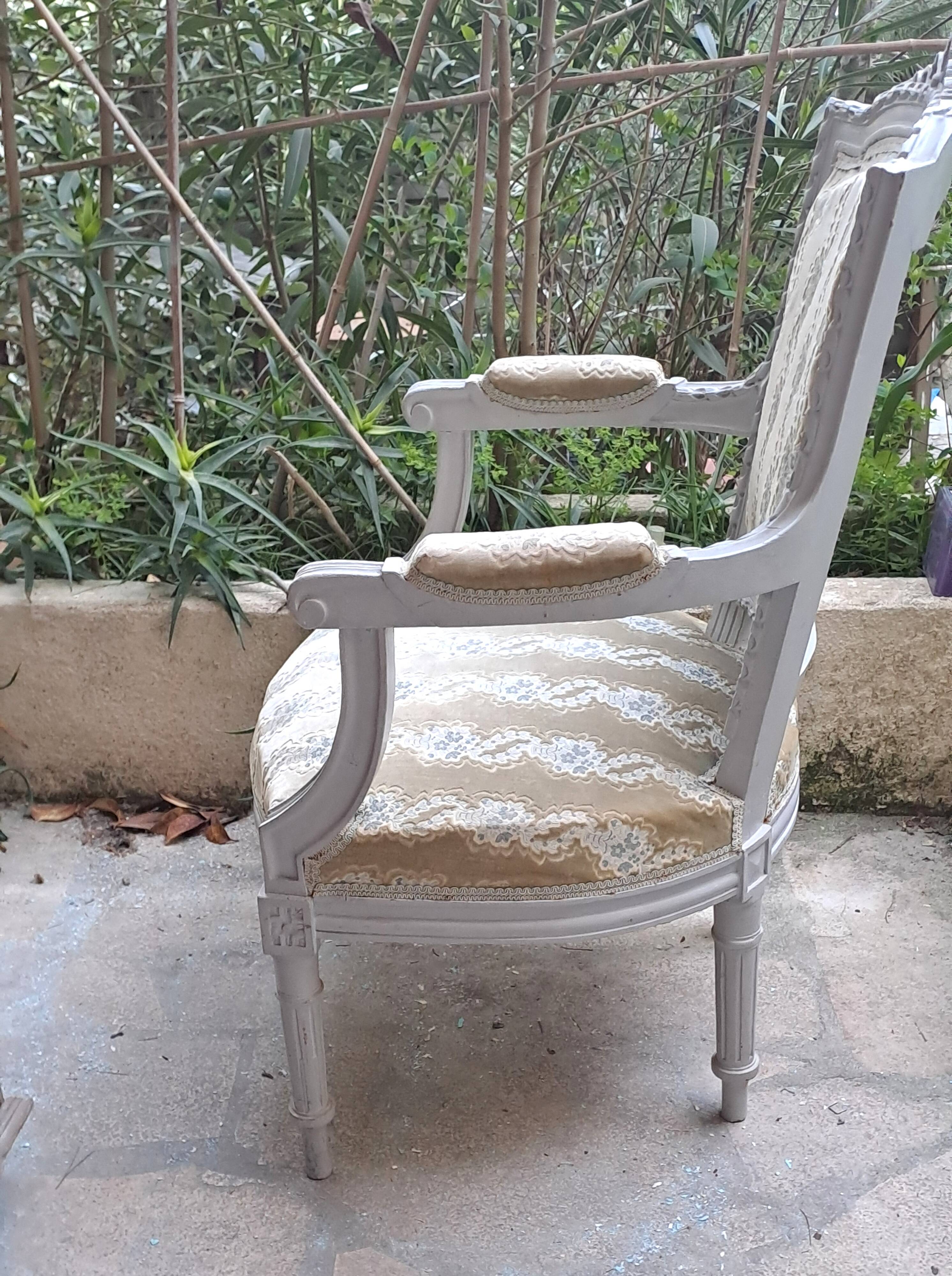 Napoleon III Victorian Armchair Velvet Fabric 19th Century