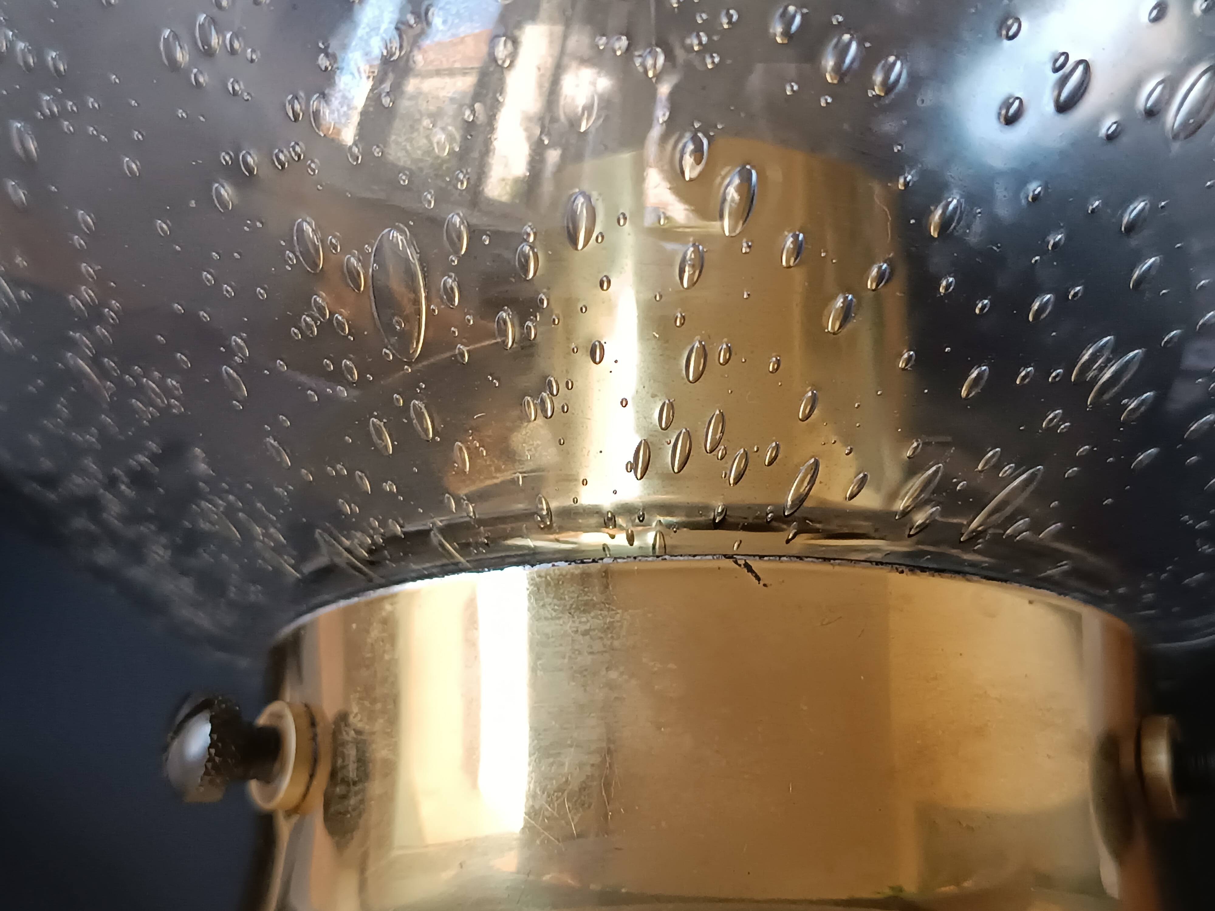 Vintage Limberg table lamp in bubbled glass and brass base