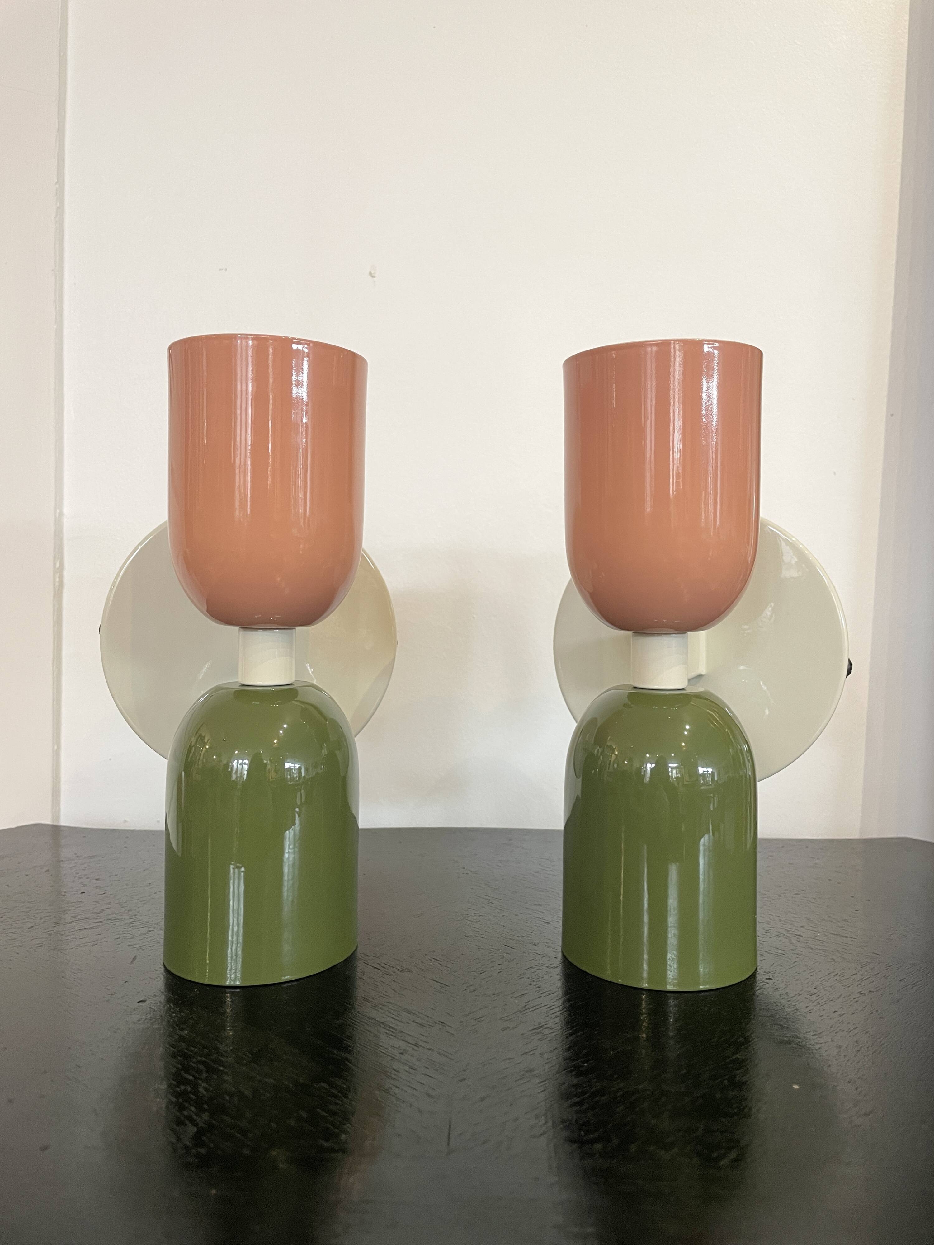 Pair of double-lit wall lights