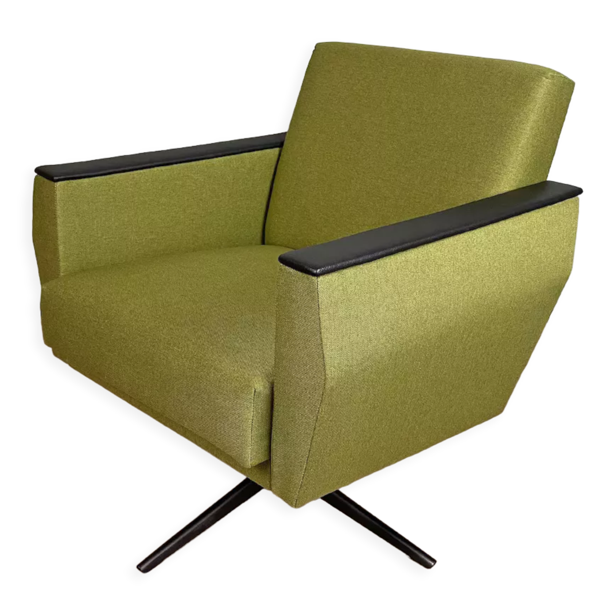 Restored vintage green swivel lounge armchair from 60's / mid century / upholseted / chair