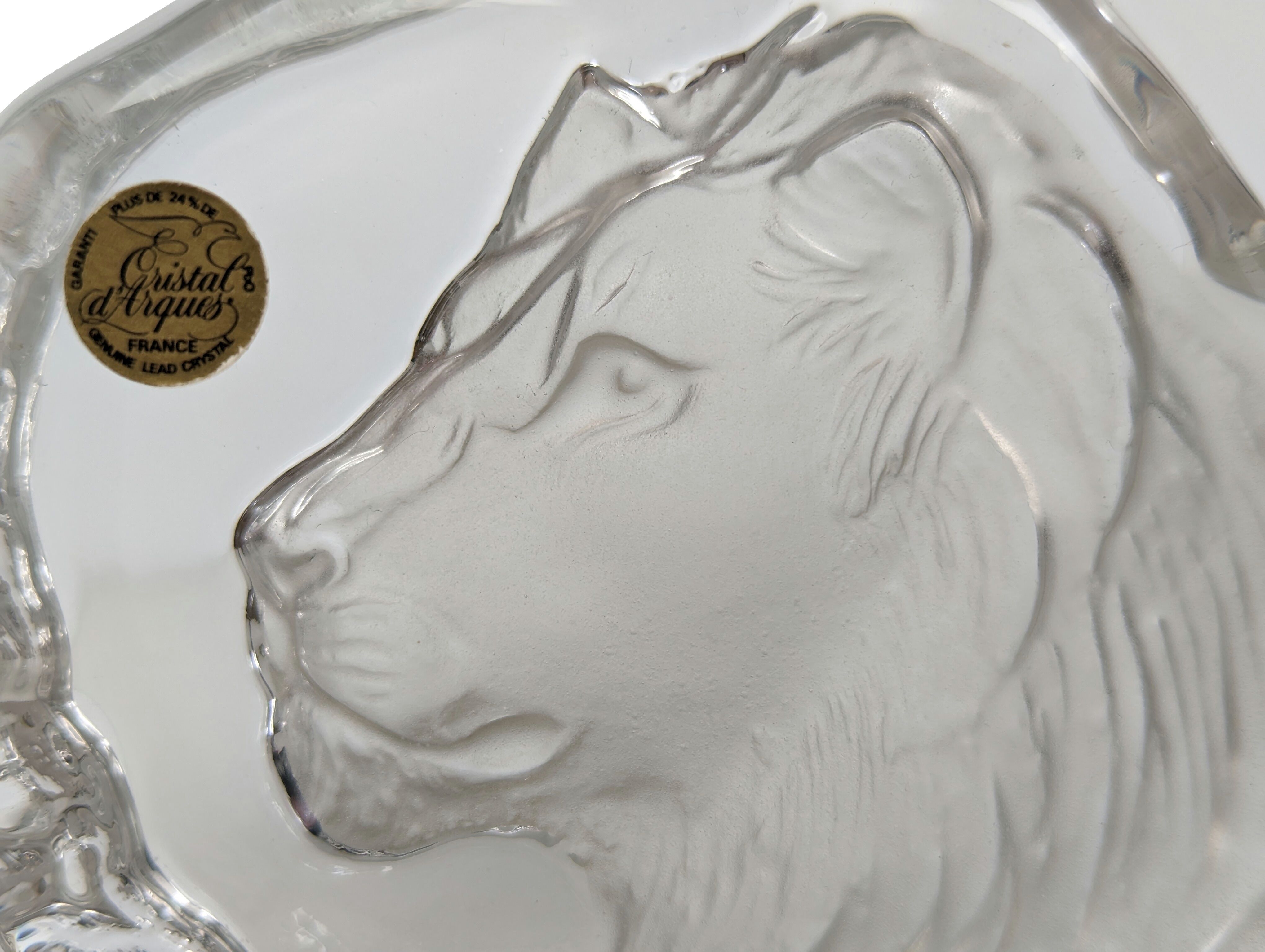 Paperweight Lion head sculpture Arques Crystal