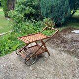 Wooden serving trolley