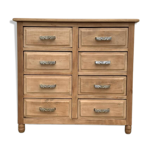 Commode Art déco en bois brut et massif, 8 tiroirs — Beyit