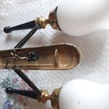 Double opaline and bronze wall lam