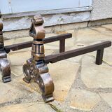 Vintage solid brass and steel chenets