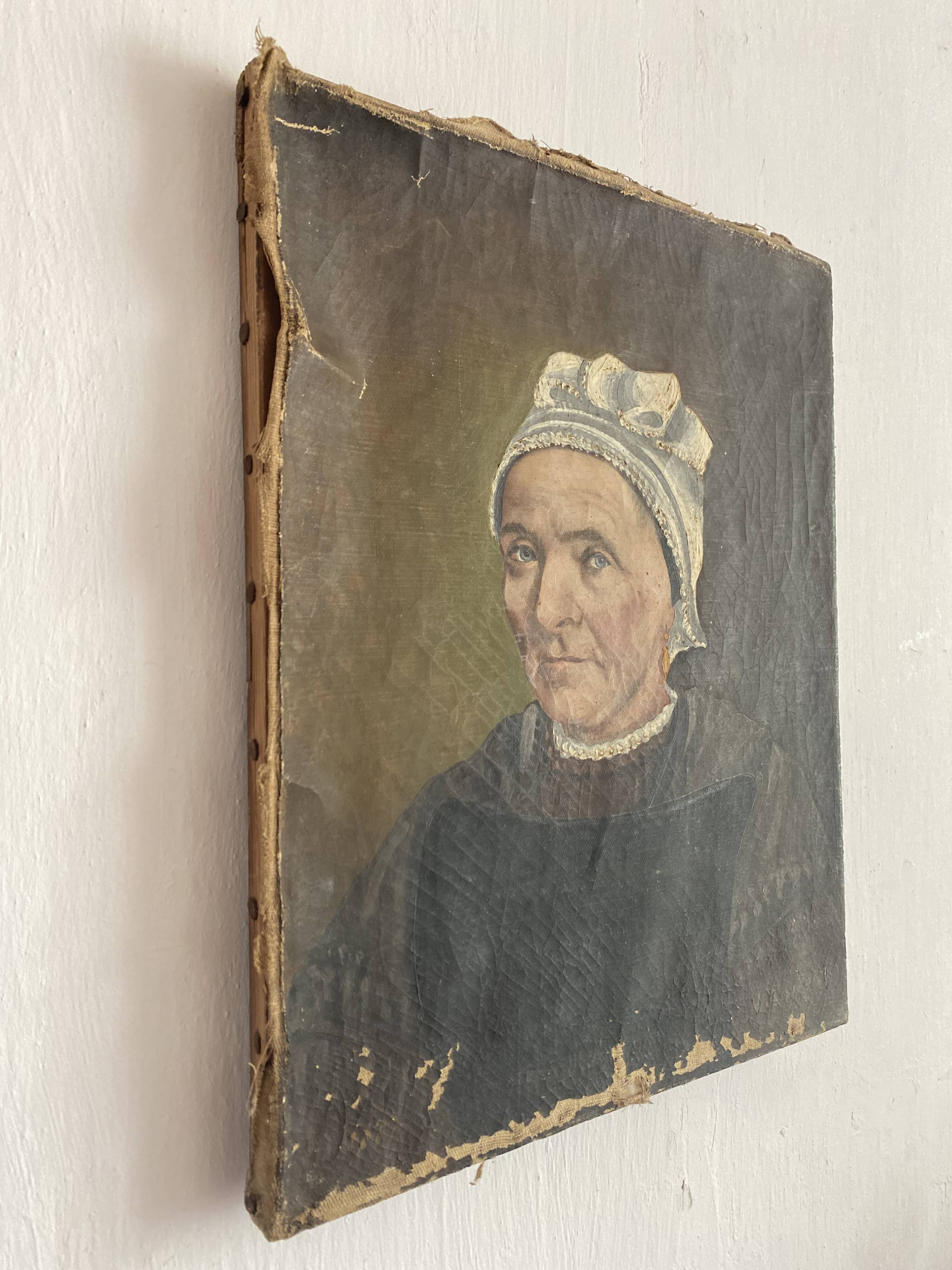 Portrait of a woman with a 19th century headdress