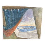 Vintage painting of the Tour de Paris in oil.