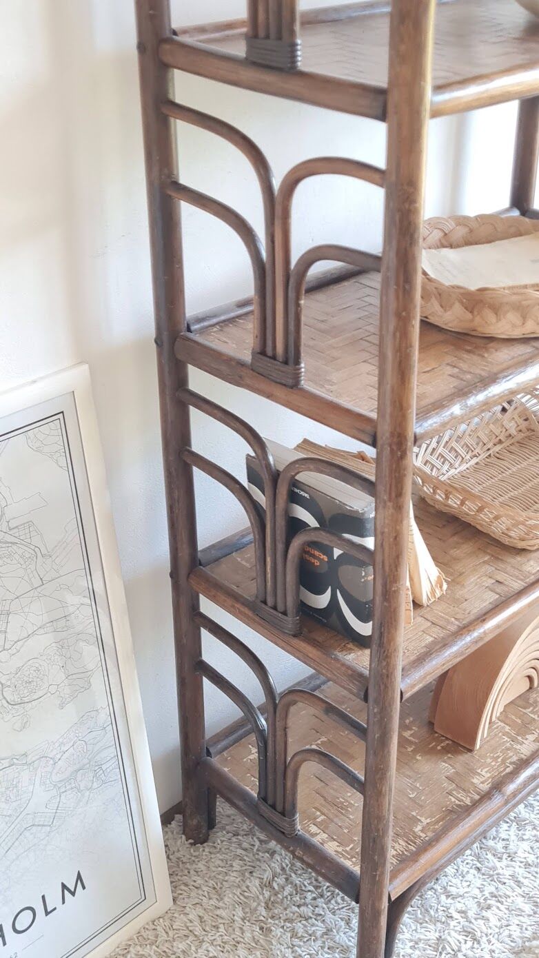 Vintage rattan library from the 70s
