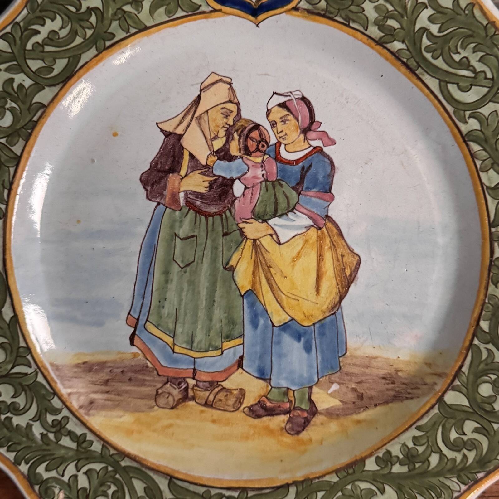 Porquier Scalloped Plate - Beautiful Rosporden and Pont-l'Abbé decor