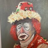 Clown painting oil on canvas signed
