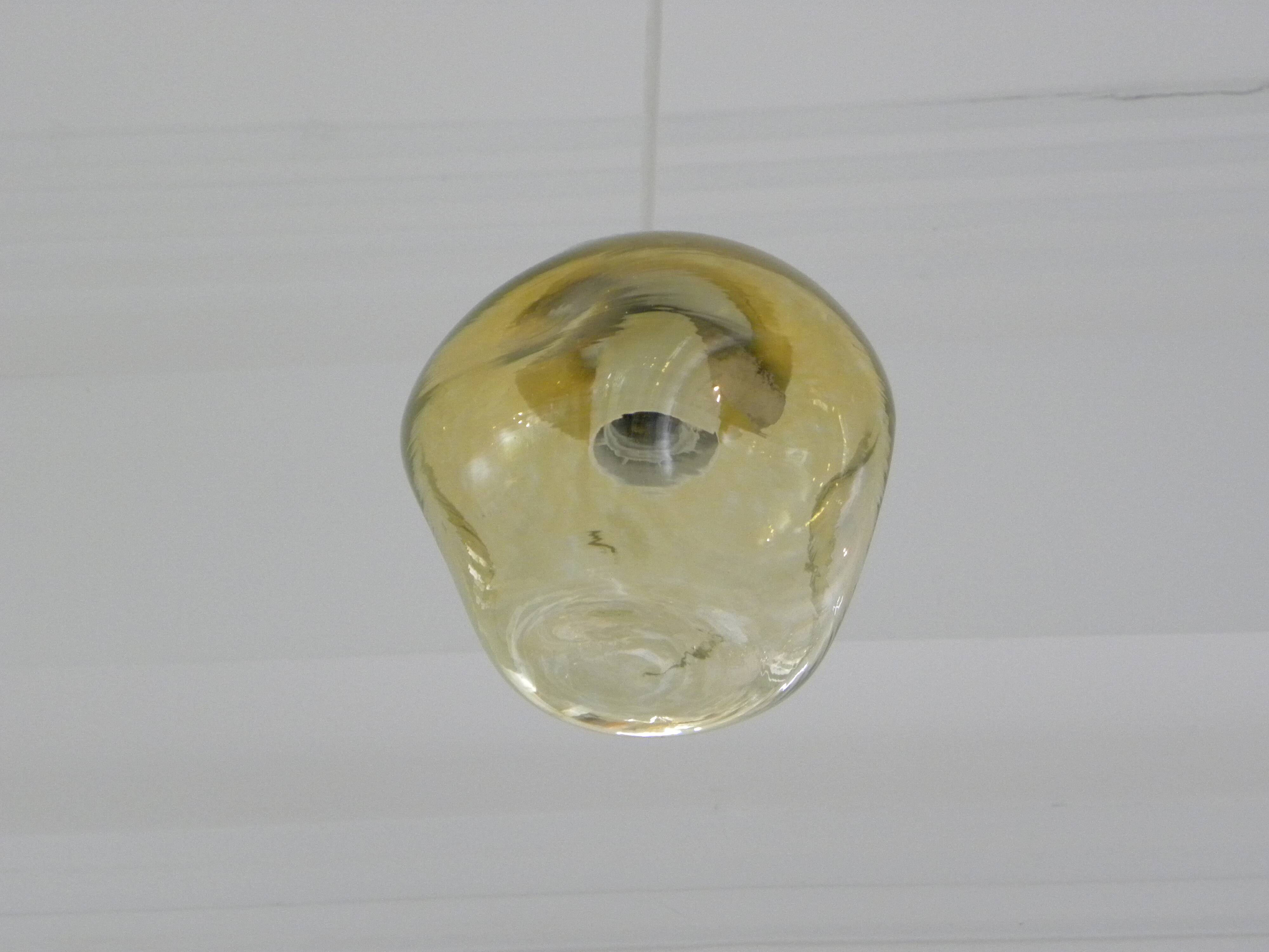 Amber glass suspension vintage ceiling lamp retro design