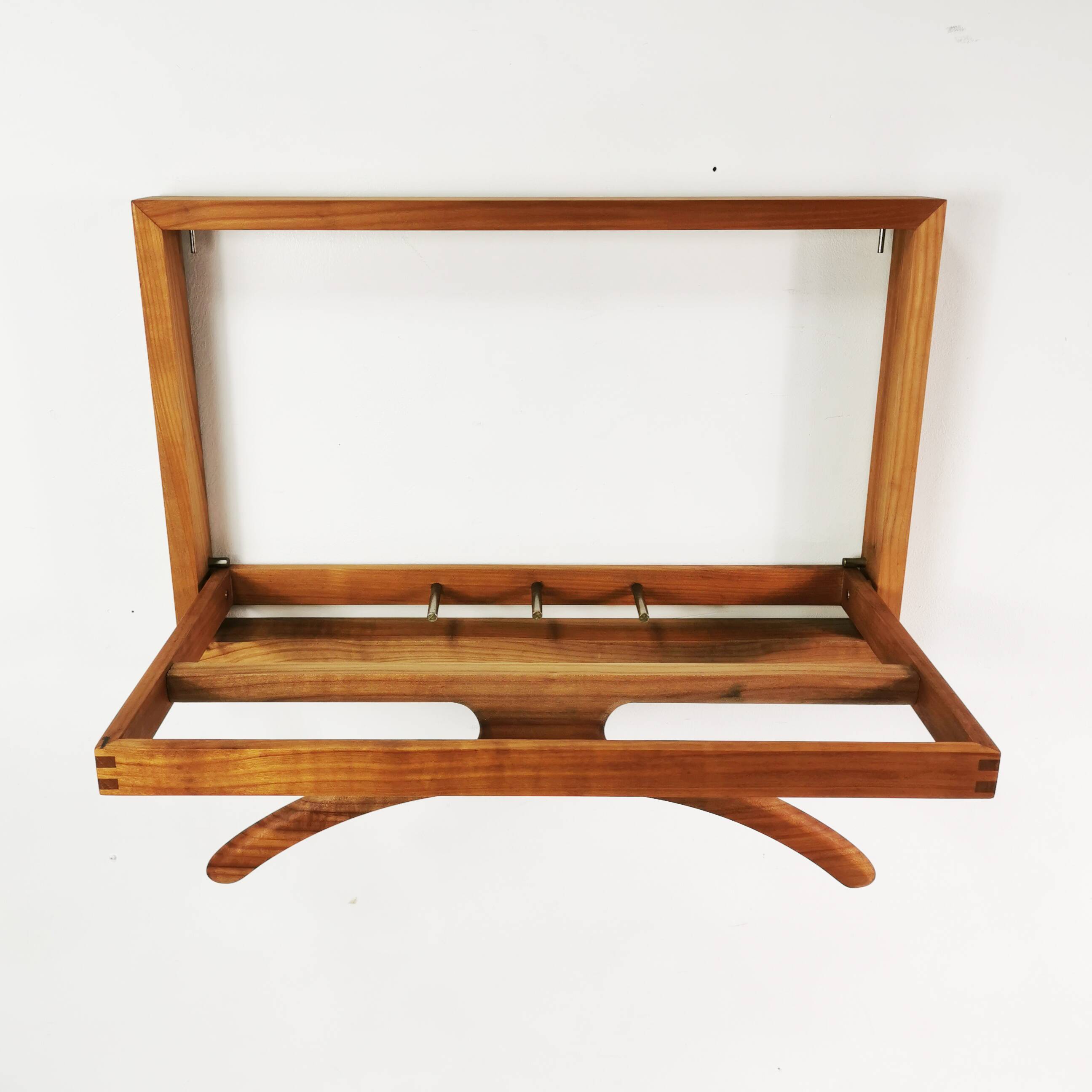 Modernist extendable wall coat rack, Denmark 1970s.