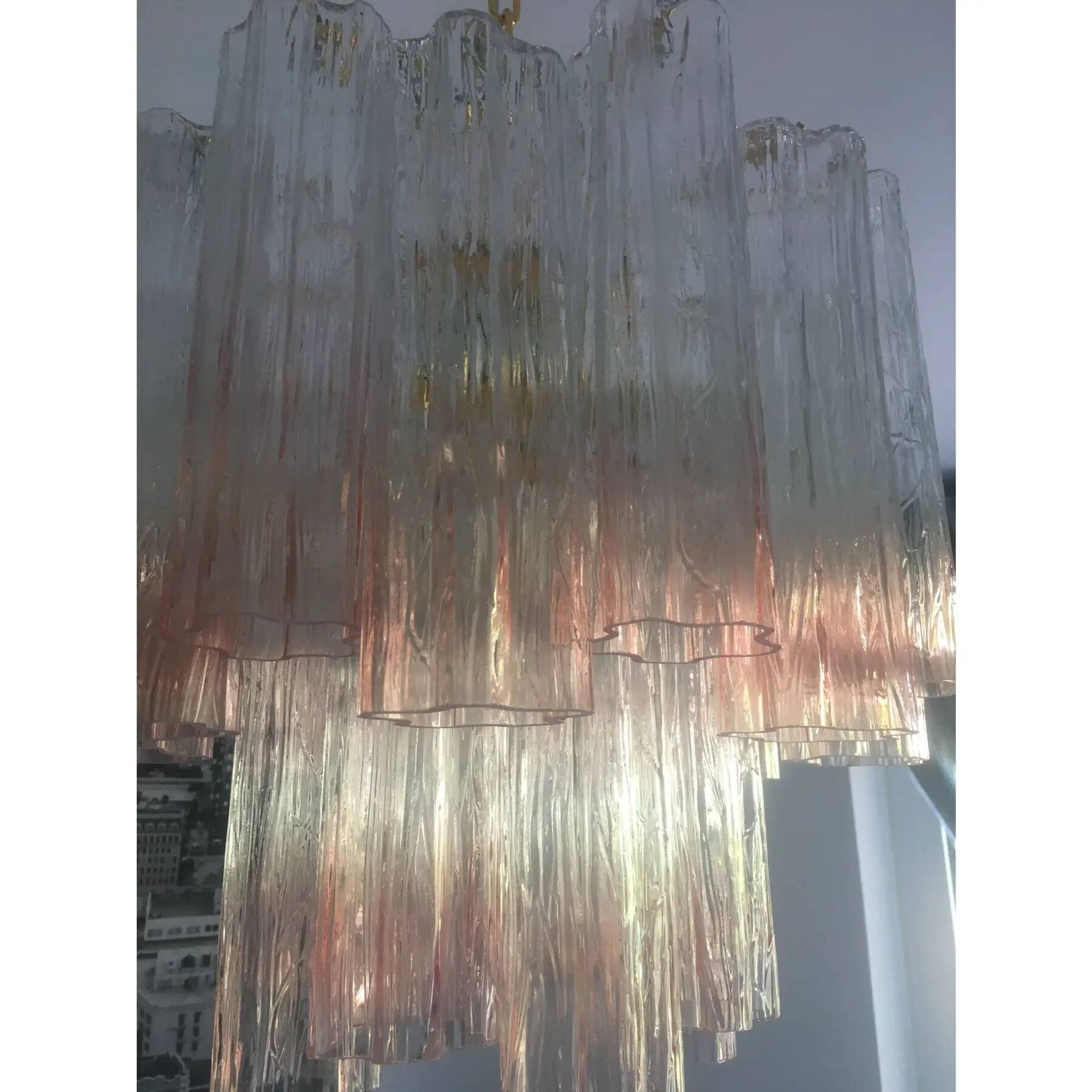Venini-Style Murano Glass Tronchi Chandelier