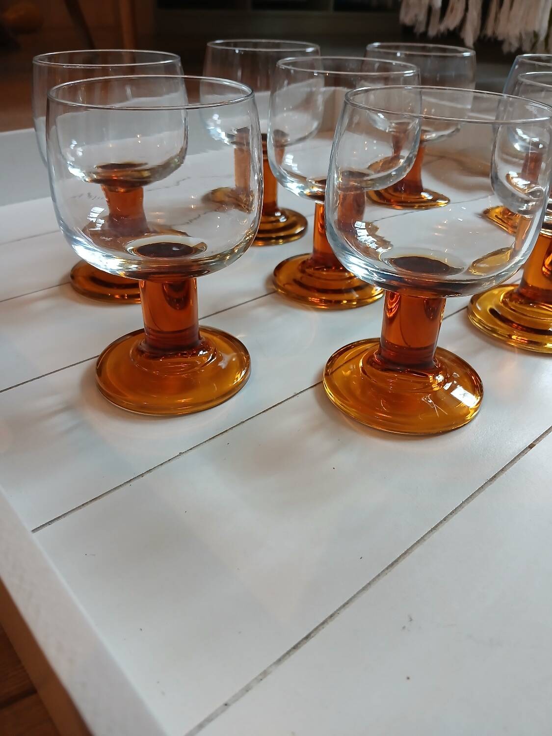 8 vintage wine/water stemmed glasses