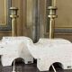 Pair of Italian lamps in travertine by Fratelli Mannelli