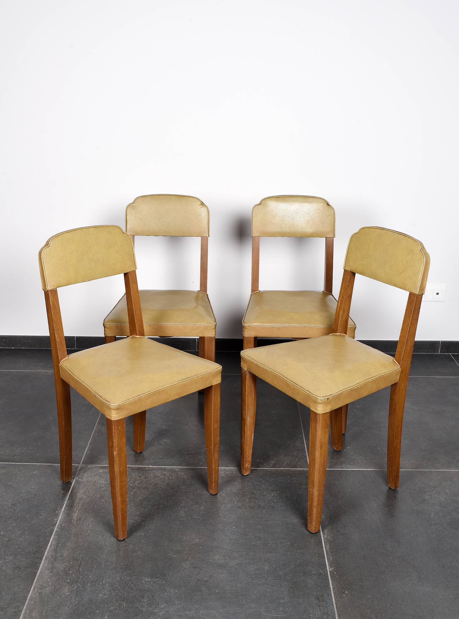 4 vintage leather chairs (yellow/ochre)