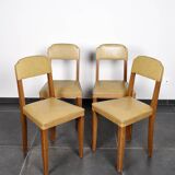 4 chaises vintage en cuir (jaune/ocre)