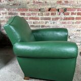 Armchairs (the pair) vintage 1950 in dark green skaï