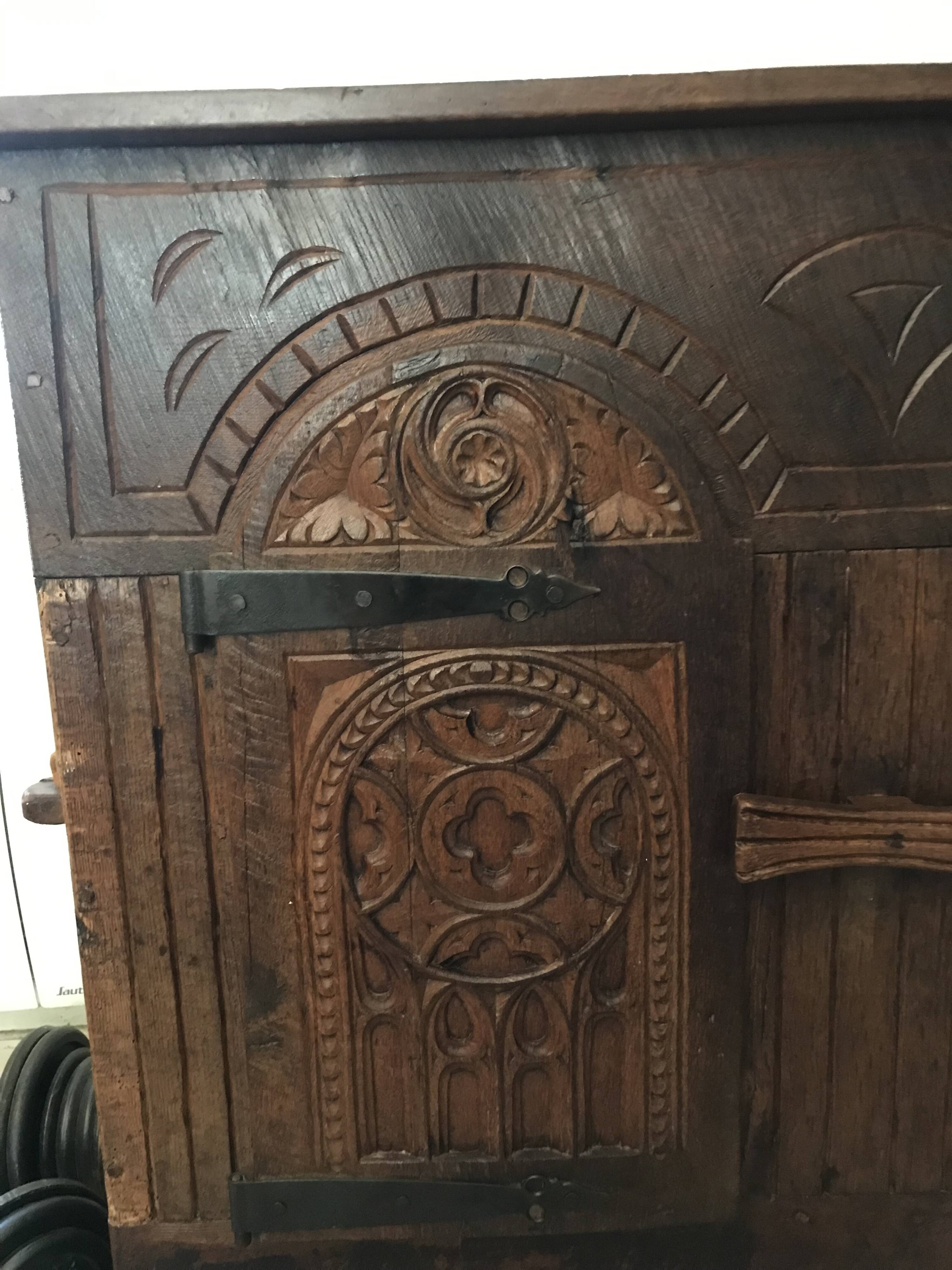 19th Century Neo-Gothic Sideboard / Chest in Solid Oak