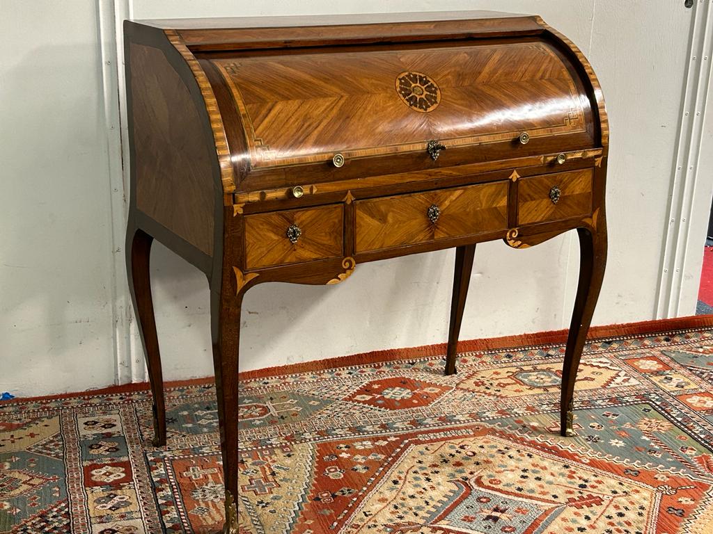 Desk cylinder marquetry louis xv period eighteenth
