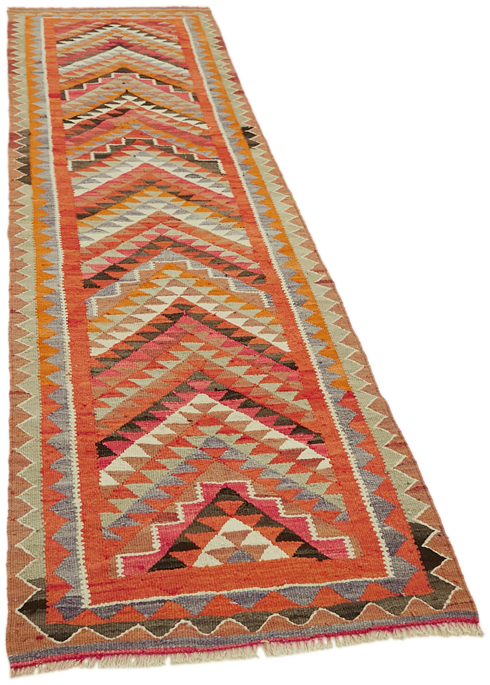 Turkish Handwoven Vintage Herki Kilim 92 cm x 320 cm