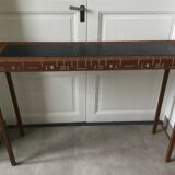 Perforated sheet metal and wood console