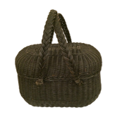 Old basket with wicker lid