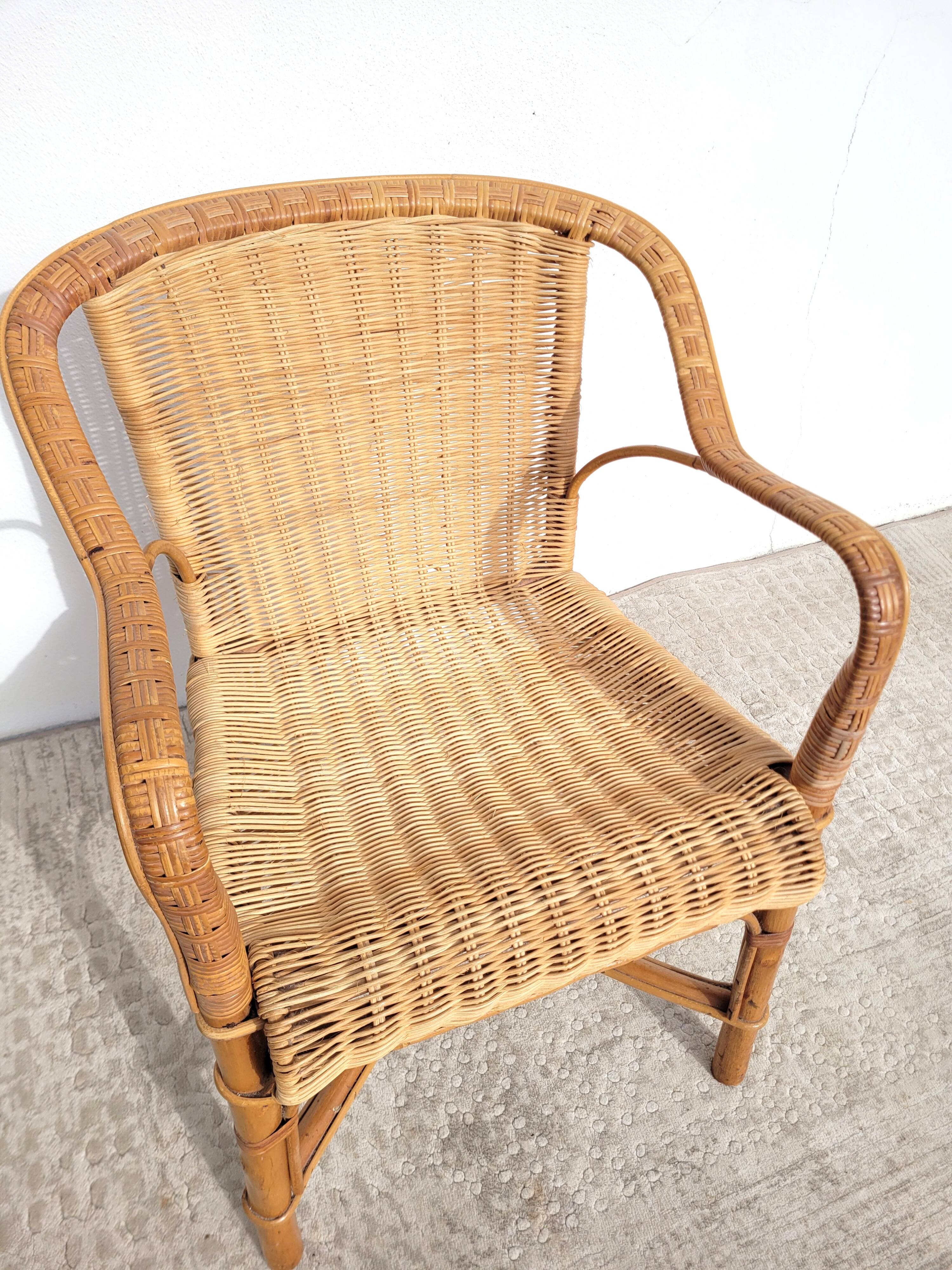 Fauteuil en rotin adulte vers 1960 osier