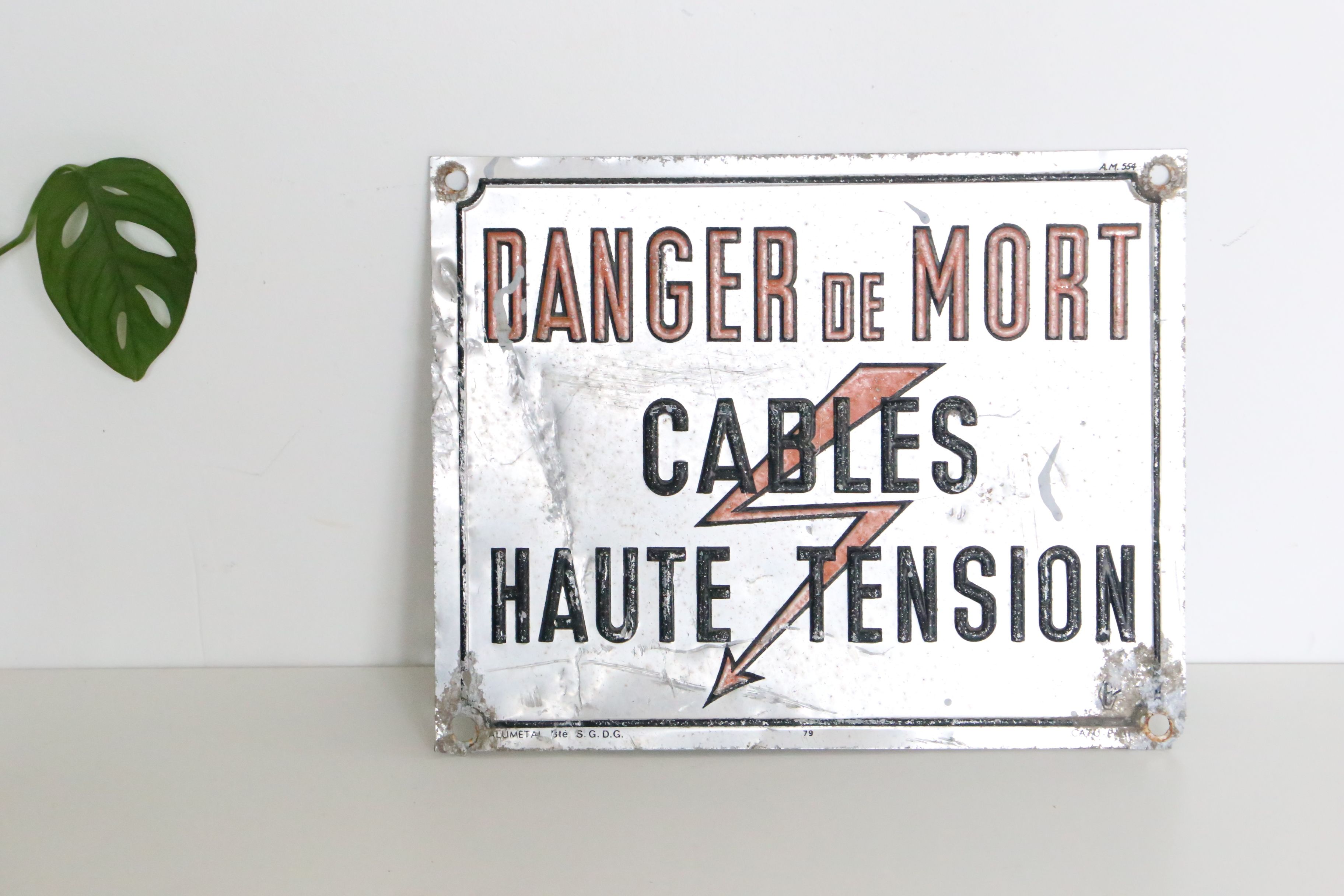 Plaque industrielle d'avertissement Danger de Mort, usine, loft, vintage