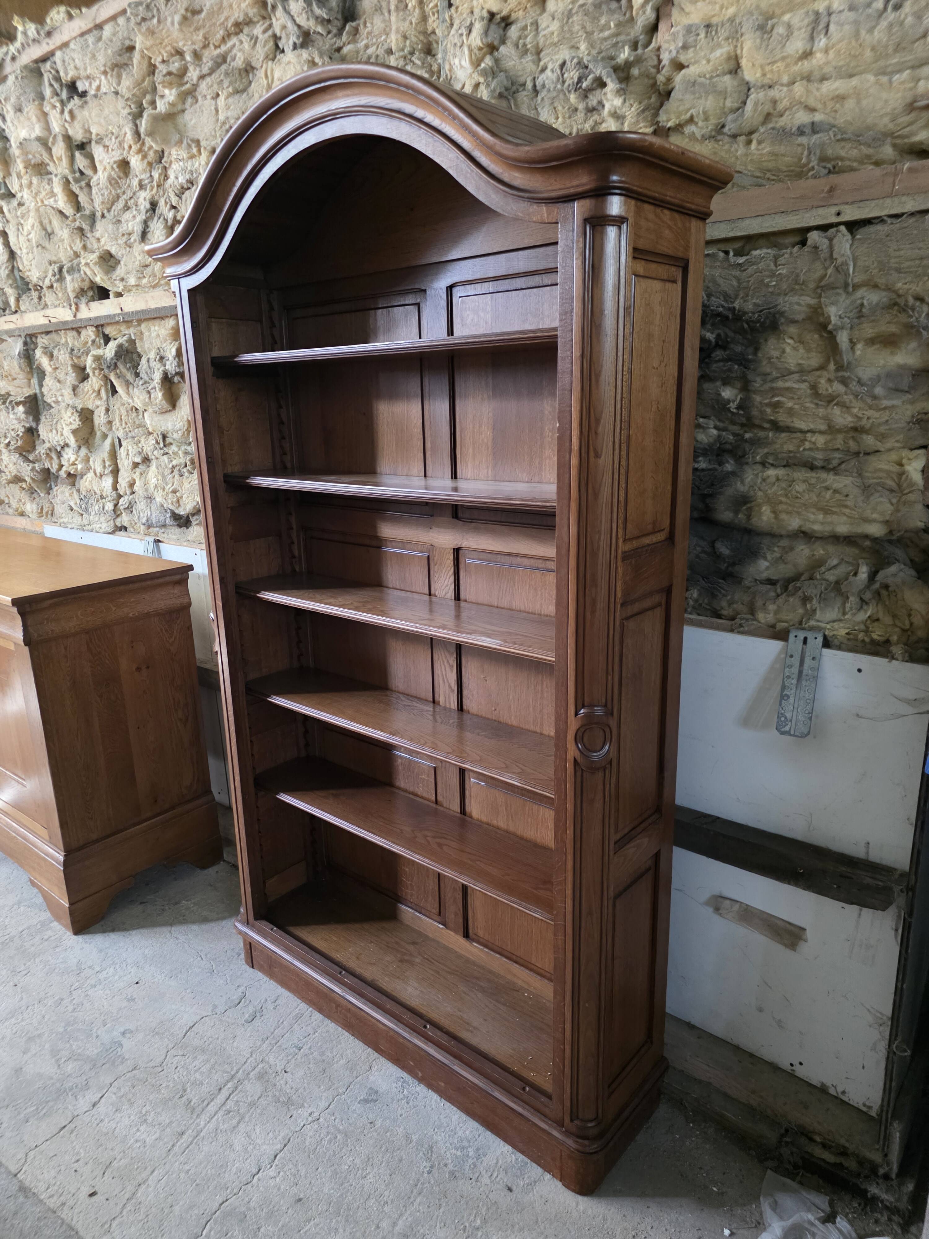 Gendarme hat library in solid oak, mid-20th century.