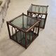 Two rattan and smoked glass tables, 1970