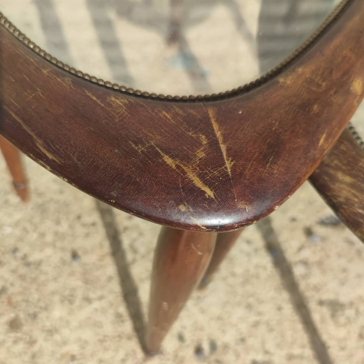 2 tables in mahogany, glass and bronze, circa 1960
