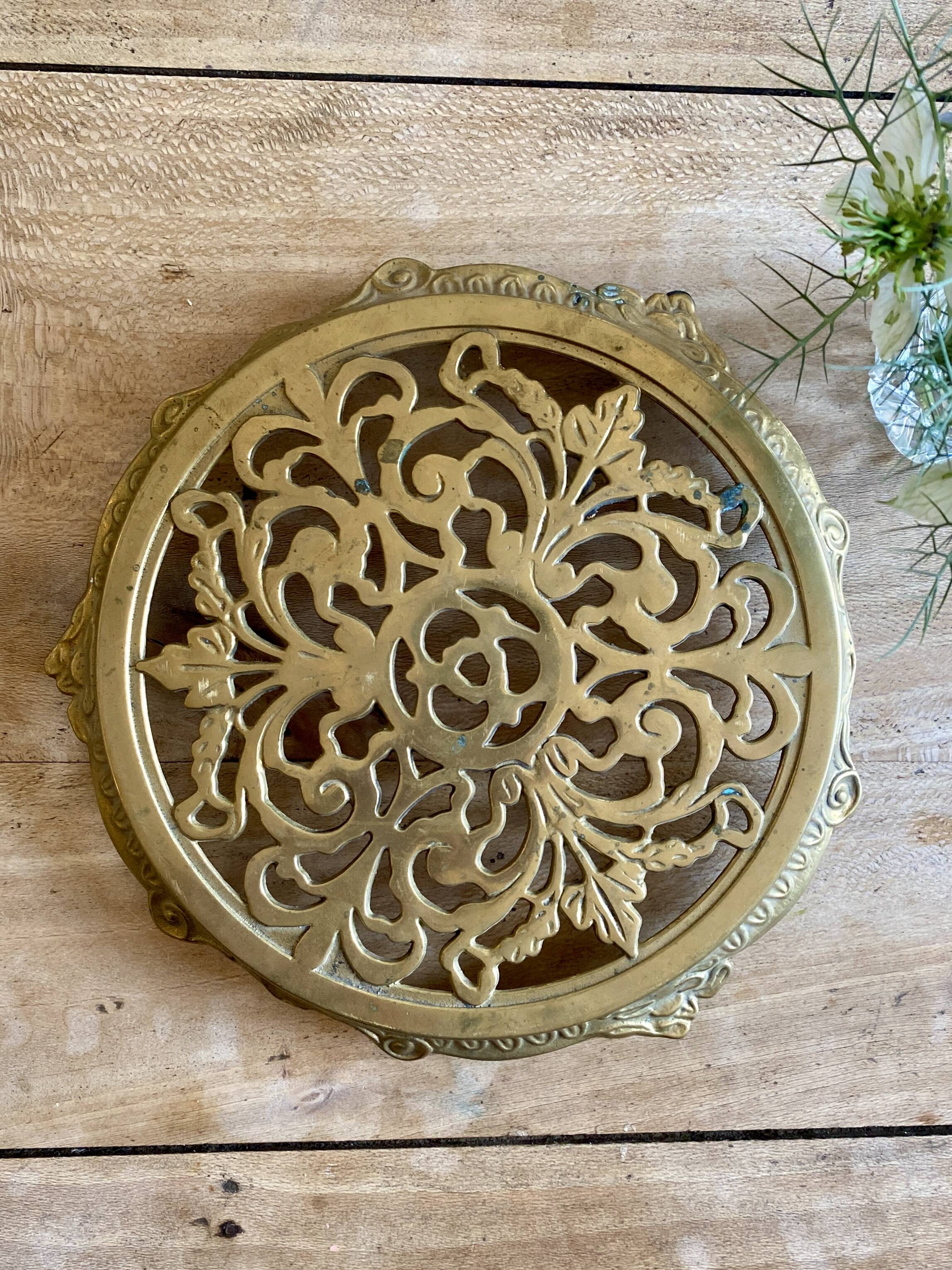 Vintage gilded brass trivet