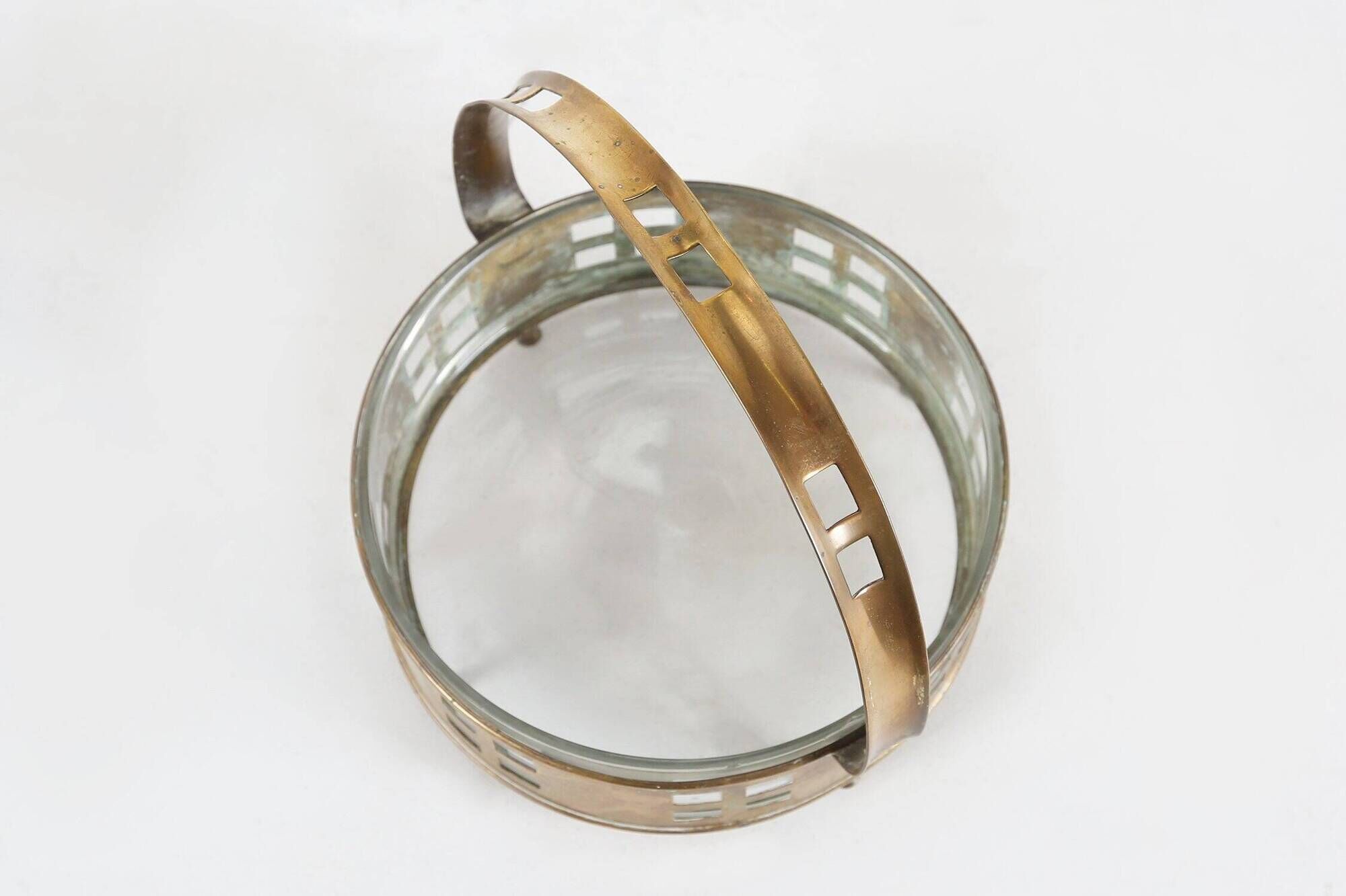 Art Deco Austrian Fruit Basket in Copper and Glass, 1920