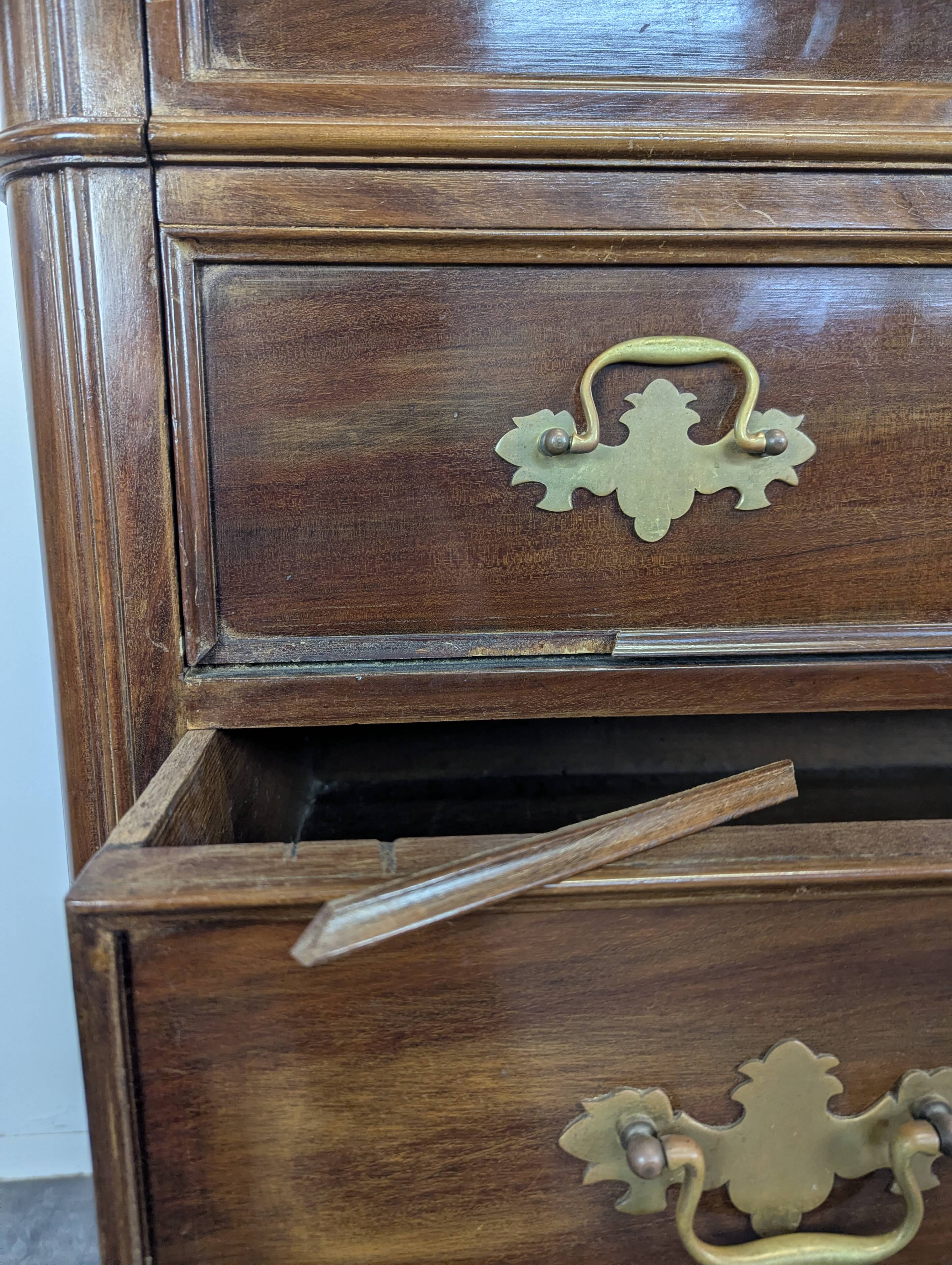 English mahogany secretary chest of drawers