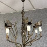 Vintage iron chandelier with rust patina circa 1980